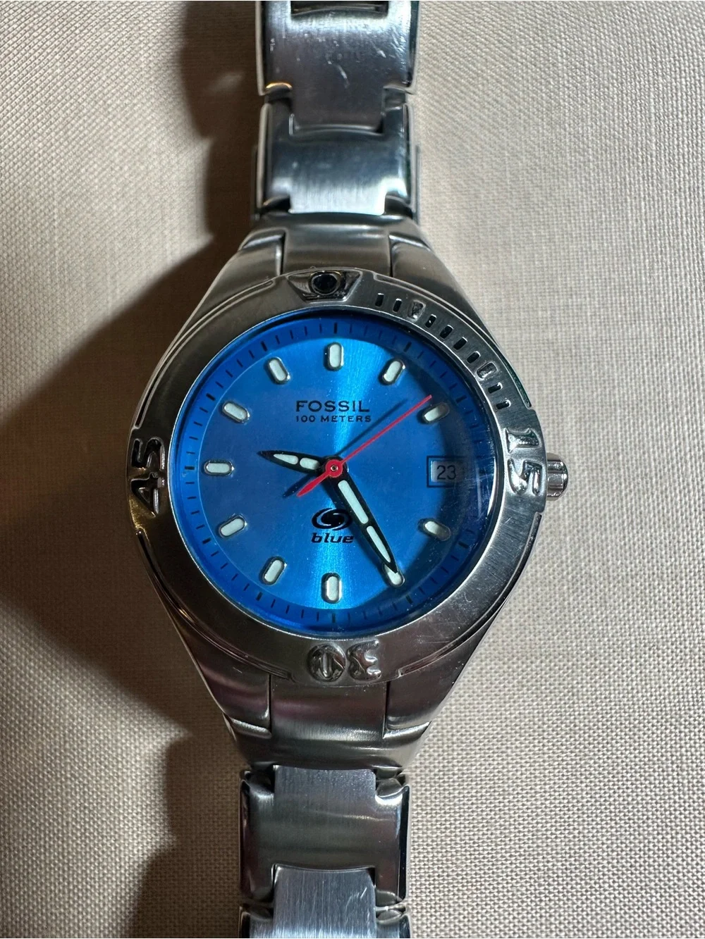 Fossil Blue Dial Stainless Steel Bracelet Watch